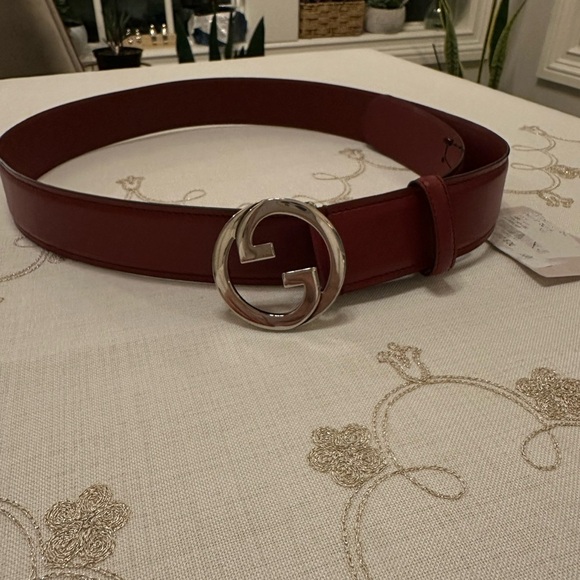 Gucci Red Leather Belt with Silver Buckle main image 10